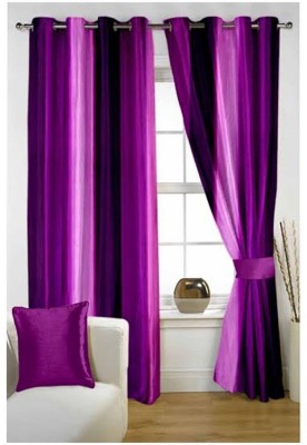 Panipat Textile Hub 152.4 cm (5 ft) Polyester Semi Transparent Window Curtain (Pack Of 2)(Solid, Purple)