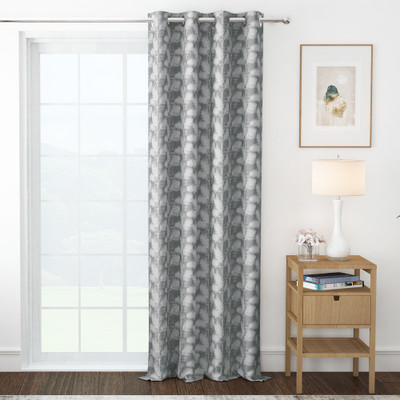 Story@home 275 cm (9 ft) Long Door Jacquard Room Darkening Curtain Single Curtain(Grey & White, Printed)