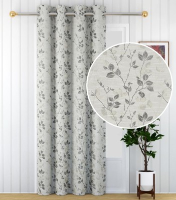 Fresh from Loom 274 cm (9 ft) Cotton Blackout Long Door Curtain Single Curtain(Floral, Grey Leaf)