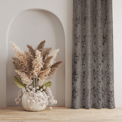 Kraftiq Homes 152 cm (5 ft) Window Velvet Room Darkening Curtain Single Curtain(Grey, Self Design)