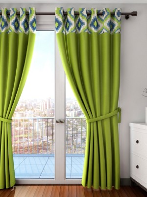 SWAYAM 228 cm (7 ft) Cotton Room Darkening Door Curtain (Pack Of 2)(Solid, Green)