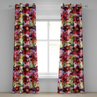 RISKY FAB 274 cm (9 ft) Long Door Polyester Room Darkening Curtain Single Curtain(Red, Floral)