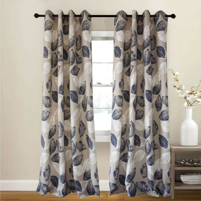 S21 214 cm (7 ft) Door Polyester Room Darkening Curtain Single Curtain(Brown, Printed)
