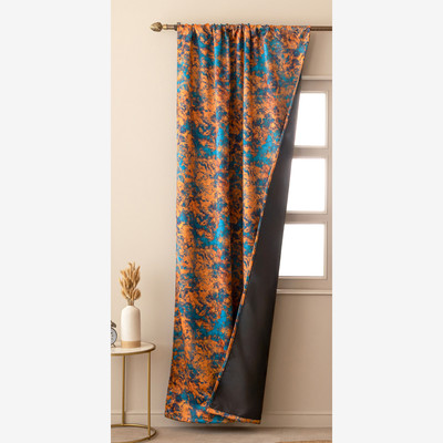 HOMEMONDE 152.4 cm (5 ft) Polyester Blackout Window Curtain Single Curtain(Printed, Turquoise & Mustard)