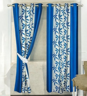 smf 152 cm (5 ft) Polyester Room Darkening Window Curtain (Pack Of 2)(Printed, Blue)