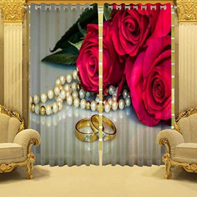 s23 154 cm (5 ft) Window Polyester Room Darkening Curtain Single Curtain(Red, Floral)