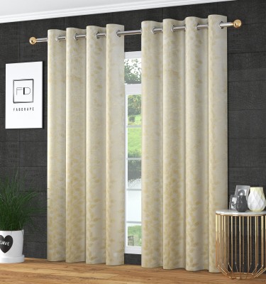 VELOURA 152.4 cm (5 ft) Velvet Room Darkening Window Curtain (Pack Of 2)(Floral, Cream)