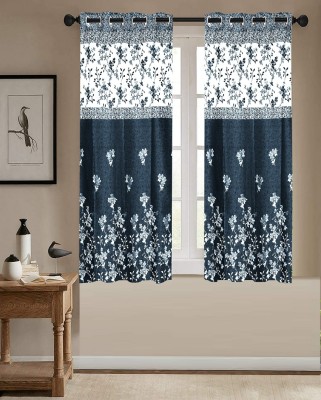 Shappy Attires 150 cm (5 ft) Polyester Blackout Window Curtain (Pack Of 2)(Floral, Green)