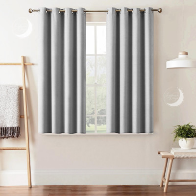 Lunar Days 152.4 cm (5 ft) Polyester Blackout Window Curtain (Pack Of 2)(Solid, Silver)