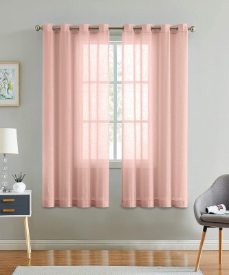 GD Home Fabric 274.32 cm (9 ft) Cotton Semi Transparent Long Door Curtain (Pack Of 2)(Solid, Baby Pink)