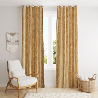 La elite 152 cm (5 ft) Polyester Semi Transparent Window Curtain (Pack Of 2)(Geometric, Yellow)