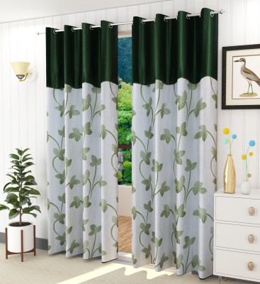 Arick Home 182 cm (6 ft) Polyester Semi Transparent Shower Curtain (Pack Of 2)(Floral, Dark Green)