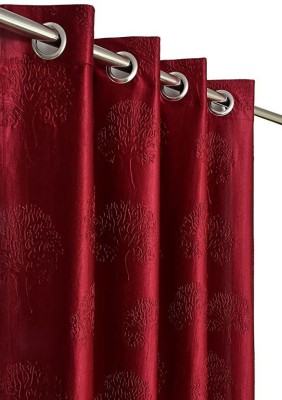 Lucacci 274 cm (9 ft) Polyester Semi Transparent Long Door Curtain (Pack Of 2)(Printed, Maroon)