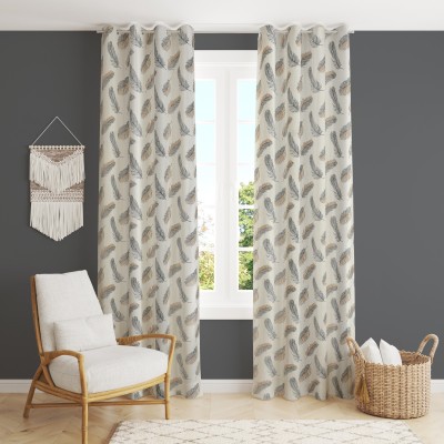goycors 152.4 cm (5 ft) Polyester Room Darkening Window Curtain (Pack Of 2)(Floral, Grey)