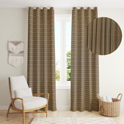 KALASHREEHOMZ 274.32 cm (9 ft) Jacquard Room Darkening Long Door Curtain (Pack Of 2)(Checkered, CH-COFF GOLD)