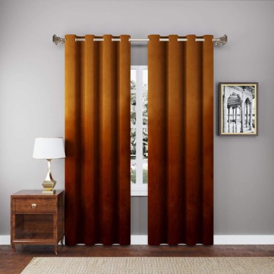VarshNil 213.36 cm (7 ft) Velvet Blackout Door Curtain (Pack Of 2)(Solid, Brown)