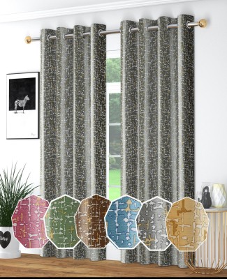 Impression Hut 274 cm (9 ft) Polyester Room Darkening Long Door Curtain (Pack Of 2)(Printed, Grey)