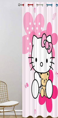 s23 154 cm (5 ft) Window Polyester Room Darkening Curtain Single Curtain(White, Cartoon)