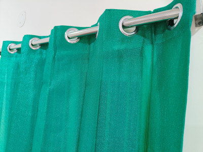 GreenLife 137.16 cm (5 ft) Cotton Semi Transparent Window Curtain Single Curtain(Solid, SUN SHADING LIGHT FILTERING ,TEMOERATURE REDUCING 3 X 4.5 FEET GREEN)