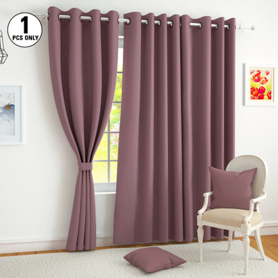 Story@home 215 cm (7 ft) Door Polyester, Silk Blackout Curtain Single Curtain(Burgundy, Solid)