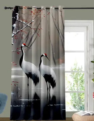 Ad Nx 214 cm (7 ft) Door Polyester Room Darkening Curtain Single Curtain(Black, Printed)