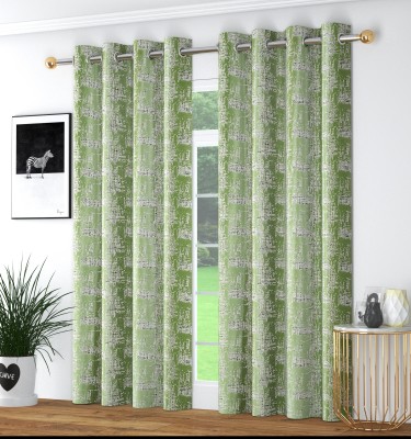 Impression Hut 274 cm (9 ft) Polyester Room Darkening Long Door Curtain (Pack Of 2)(Printed, Green)