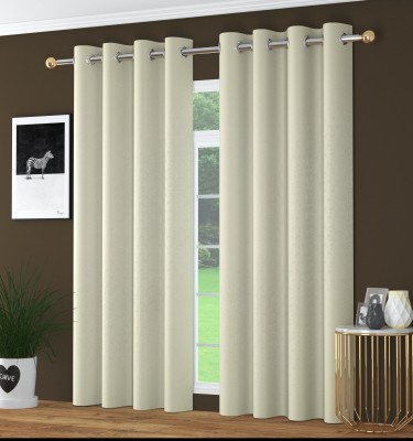 La elite 213 cm (7 ft) Polyester Blackout Door Curtain (Pack Of 2)(Self Design, Cream)