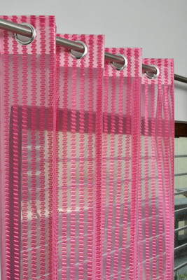 Galaxy Drape 213 cm (7 ft) Door Net Transparent Curtain (Pack Of 2)(Pink, Self Design)