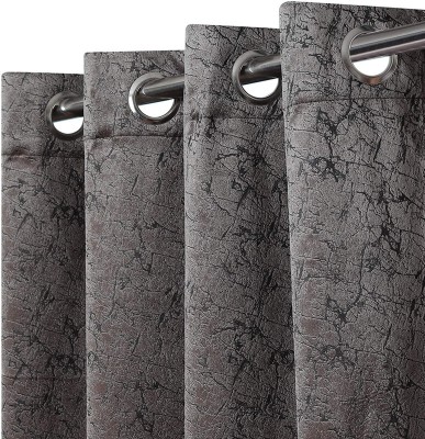 Kraftiq Homes 183 cm (6 ft) Velvet Room Darkening Window Curtain Single Curtain(Abstract, Grey)