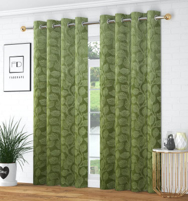 Stackers 213 cm (7 ft) Door Velvet Room Darkening Curtain (Pack Of 2)(Green, Floral)