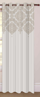 Shivay decor 154 cm (5 ft) Window Polyester Room Darkening Curtain Single Curtain(Cream, Printed)