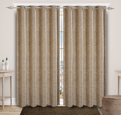 Saral Home 214 cm (7 ft) Polyester Room Darkening Door Curtain (Pack Of 2)(Self Design, Beige)