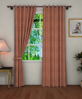 PINK PARROT 219 cm (7 ft) Door Polyester Semi Transparent Curtain (Pack Of 2)(coffee, Self Design)