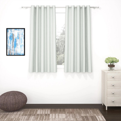 Story@home 152 cm (5 ft) Polyester, Silk Blackout Window Curtain Single Curtain(Solid, Grey)