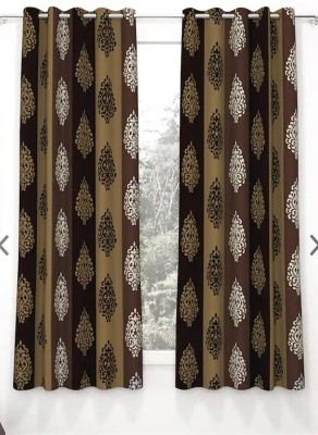 smf 152 cm (5 ft) Polyester Semi Transparent Window Curtain (Pack Of 2)(Geometric, Brown)