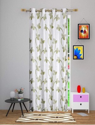 DAKSH 152 cm (5 ft) Polyester Room Darkening Window Curtain (Pack Of 2)(Floral, Green)