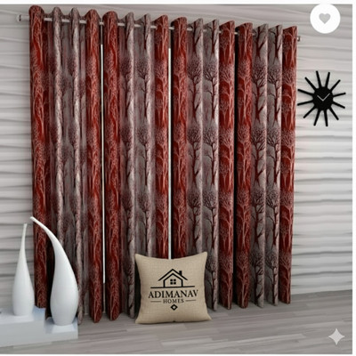 Adimanav 213.36 cm (7 ft) Door Polyester Semi Transparent Curtain (Pack Of 4)(Red, Self Design)