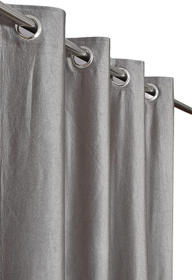 Kraftiq Homes 214 cm (7 ft) Door Polyester Semi Transparent Curtain Single Curtain(Grey, Plain)