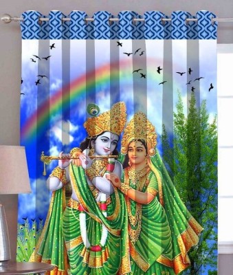 kitchDeco 213 cm (7 ft) Polyester Semi Transparent Door Curtain Single Curtain(Motif, Radha Krishna Ji 5)