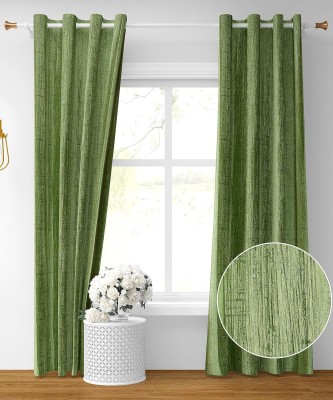 La elite 152 cm (5 ft) Polyester Semi Transparent Window Curtain (Pack Of 2)(Self Design, Green)