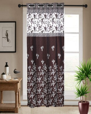 Shappy Attires 210 cm (7 ft) Polyester Blackout Door Curtain Single Curtain(Floral, Brown)