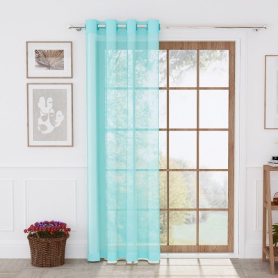 Story@home 275 cm (9 ft) Polyester Semi Transparent Long Door Curtain Single Curtain(Solid, Sky Blue)