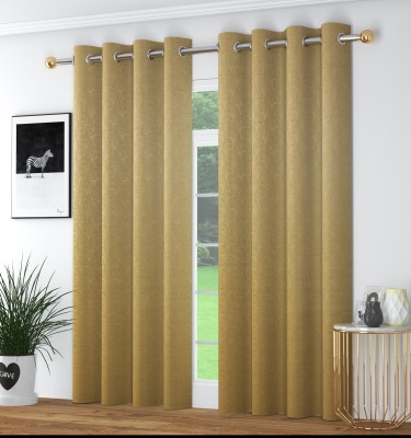 Impression Hut 152 cm (5 ft) Velvet Blackout Window Curtain (Pack Of 2)(Abstract, Beige)