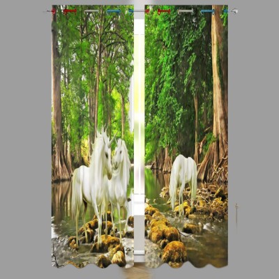 S22 274 cm (9 ft) Polyester Room Darkening Long Door Curtain (Pack Of 2)(Floral, Green)