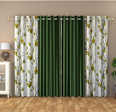 kiara Creations 182 cm (6 ft) Polyester Semi Transparent Shower Curtain (Pack Of 4)(Floral, Dark Green)