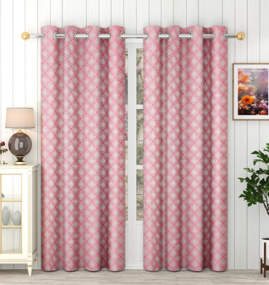 Panipat Textile Hub 274 cm (9 ft) Long Door Jacquard Room Darkening Curtain (Pack Of 2)(Pink, Geometric)