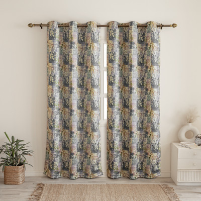 HOMEMONDE 243.84 cm (8 ft) Polyester Blackout Shower Curtain (Pack Of 2)(Printed, Abstract Multicolor)