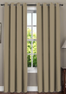 RRC 274 cm (9 ft) Polyester Blackout Long Door Curtain (Pack Of 2)(Plain, Beige)