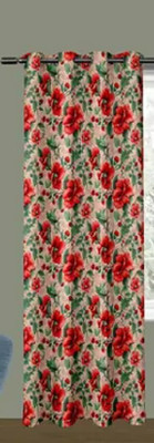 LHD 274 cm (9 ft) Long Door Polyester Room Darkening Curtain Single Curtain(Red, Floral)