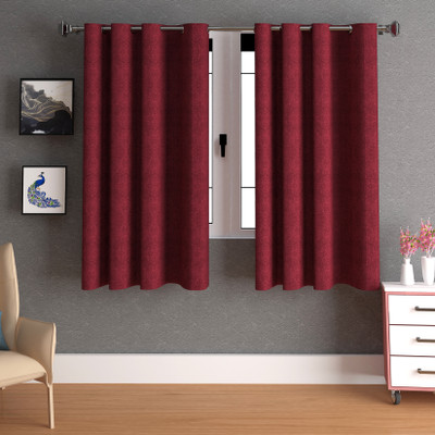 Lunar Days 152 cm (5 ft) Window Polyester Room Darkening Curtain (Pack Of 2)(Maroon, Solid)